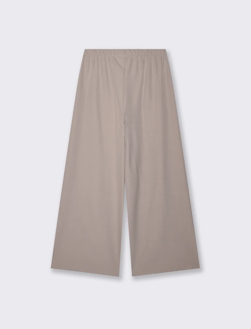 Pantalone largo con elastico in vita - Grigio fango