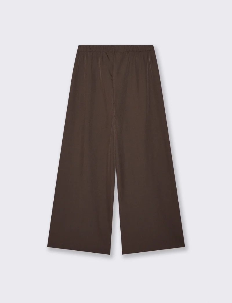 Pantalone largo con elastico in vita - Moro