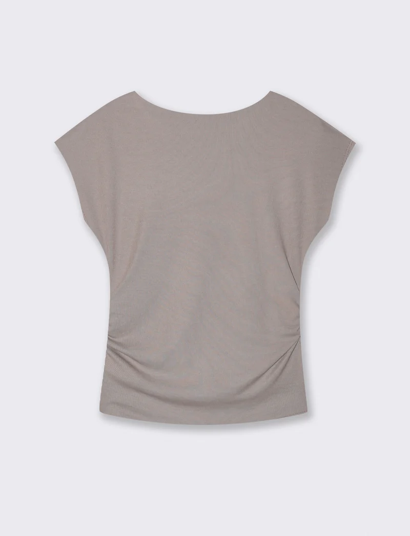Tshirt con arricci laterali - Grigio fango