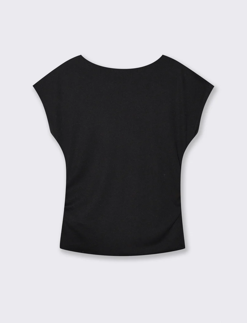 Tshirt con arricci laterali - Nero