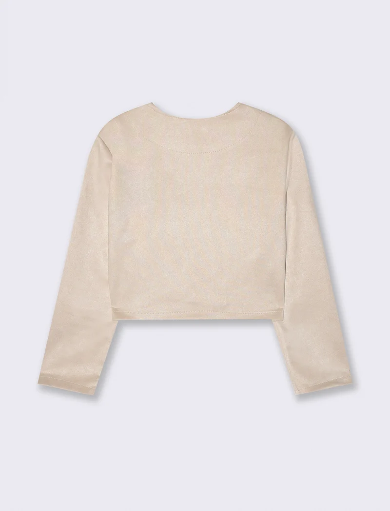 Giacca corta in suede - Vaniglia