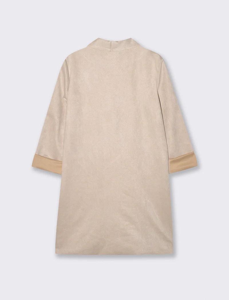 Cappotto monopetto in suede - Vaniglia