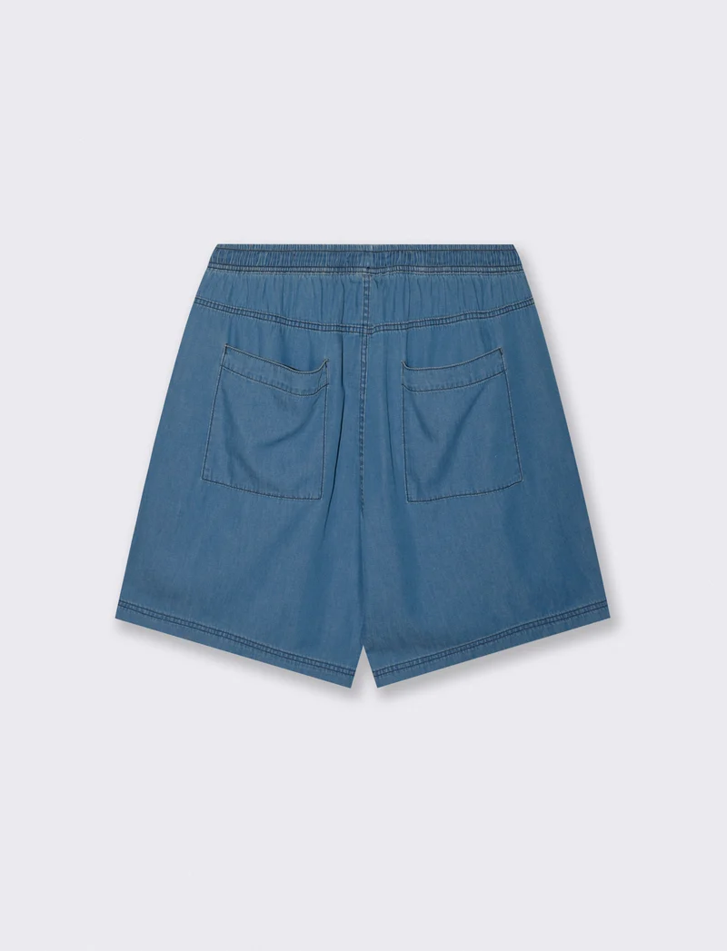 Bermuda Jogger in Denim Leggero 100% Cotone - Denim
