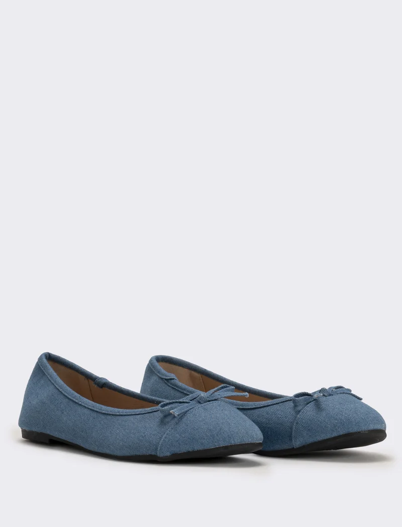 Ballerina in denim con fiocco - Denim