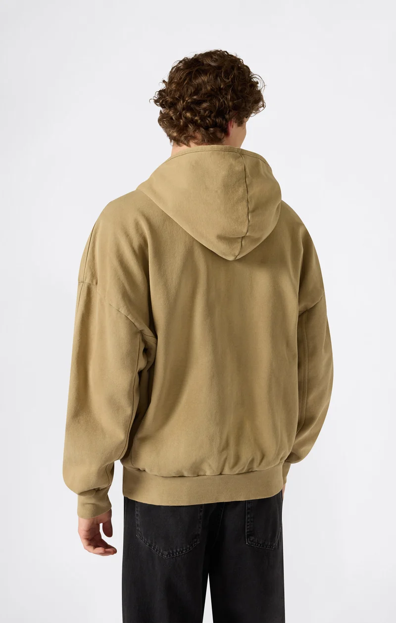 Men’s Hooded Full Zip Sweatshirt with Washed Effect