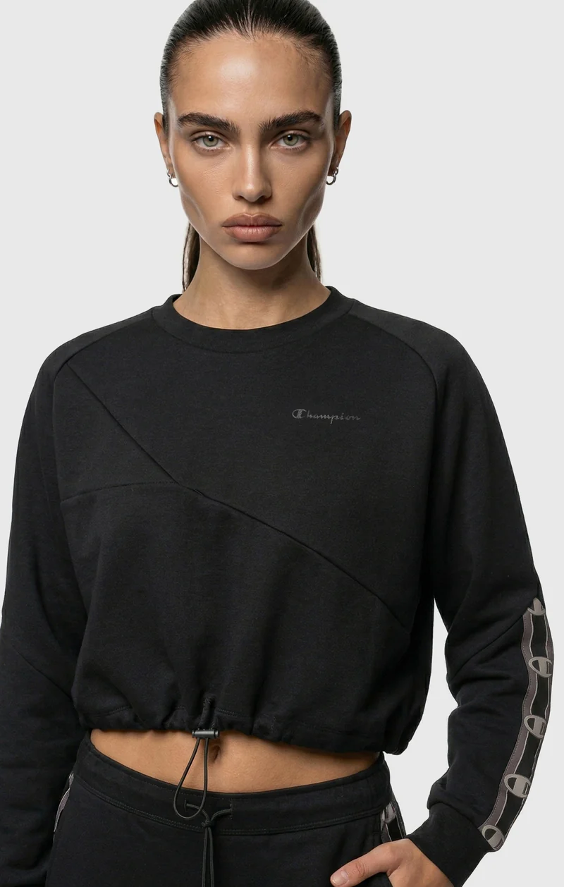 Women’s Cropped Interlock Crewneck Sweatshirt with Tape Logo