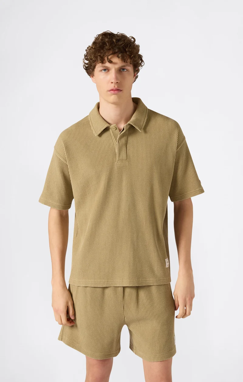 Men’s Washed Waffle Polo Shirt