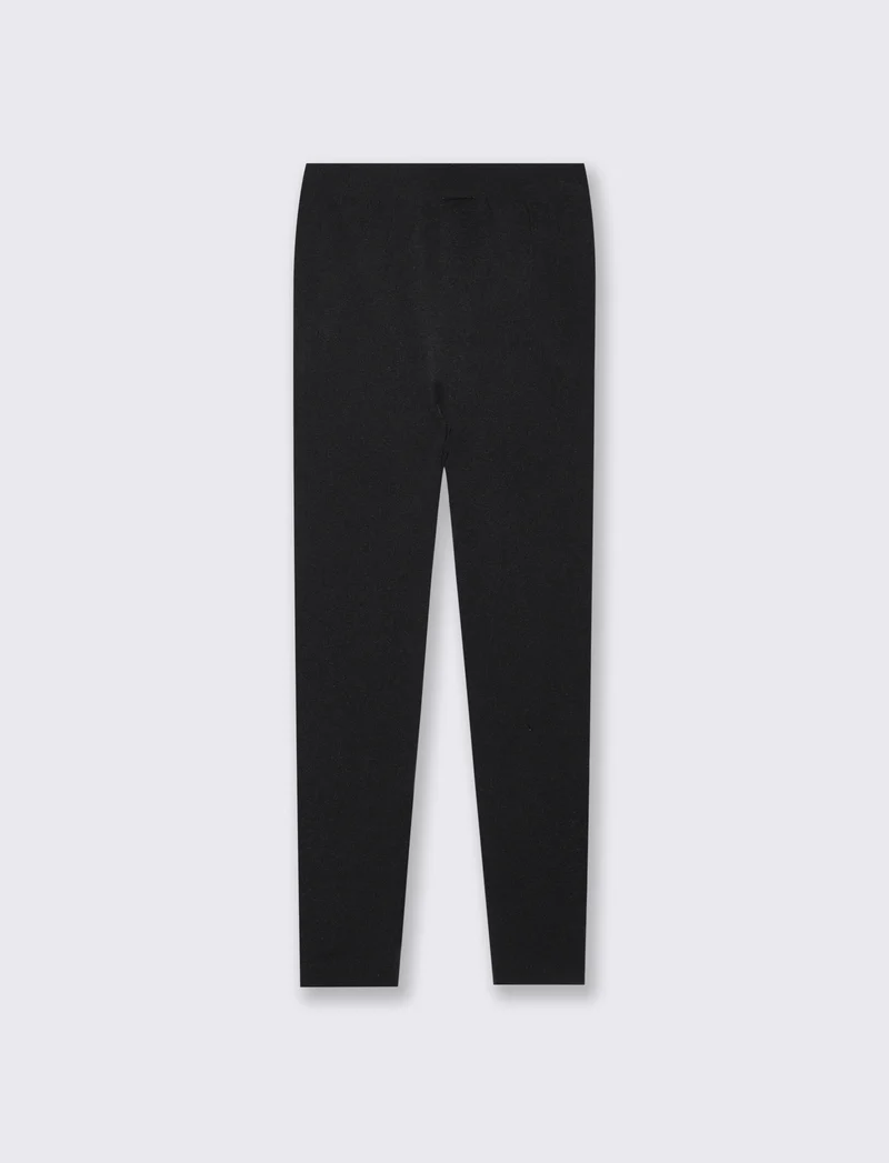 Leggings da bambina con zip e nervature - Nero