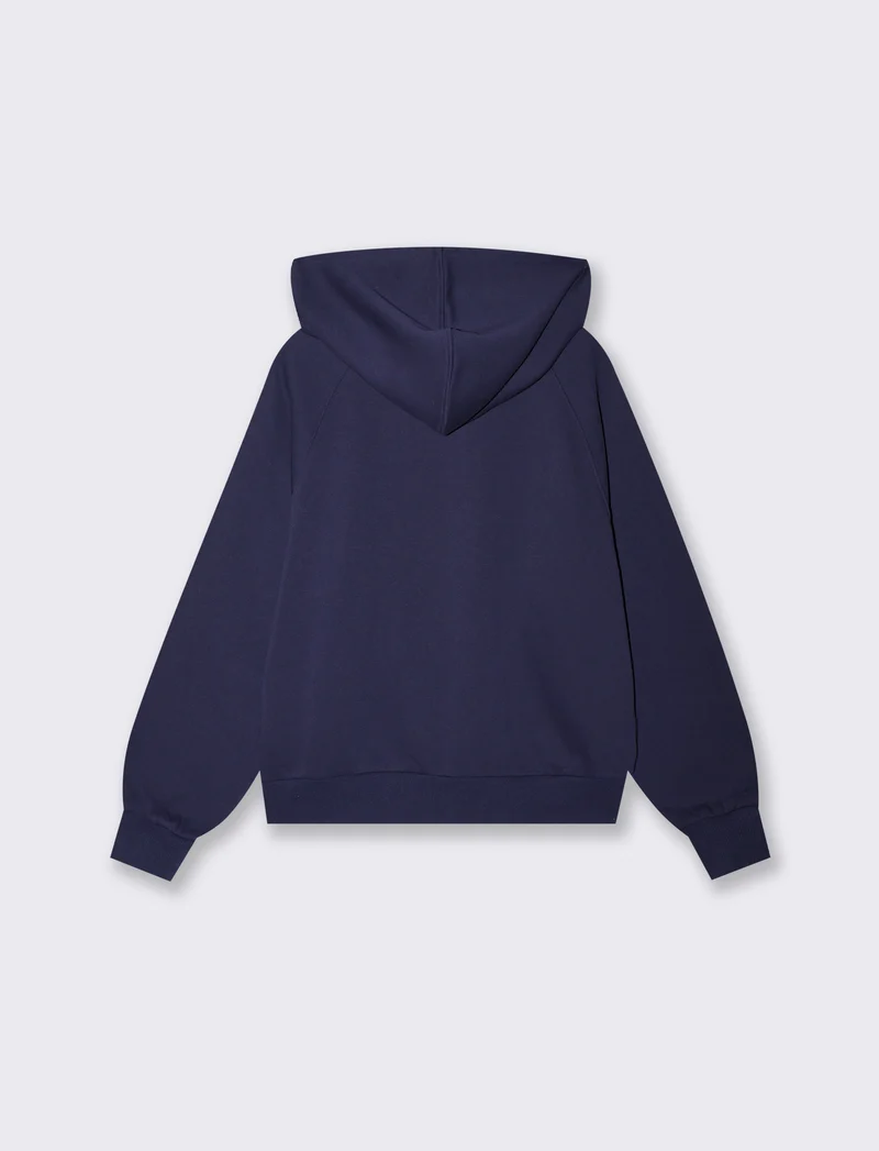 Felpa con cappuccio e zip frontale - Blu