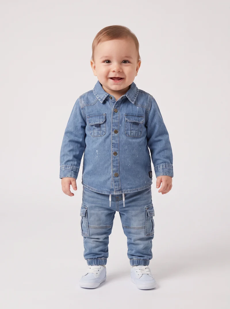 Camicia denim con tasconi frontali - Denim