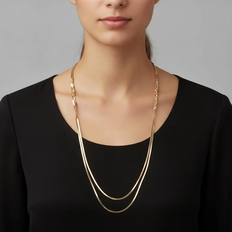Collana a catena piatta intrecciata - Oro