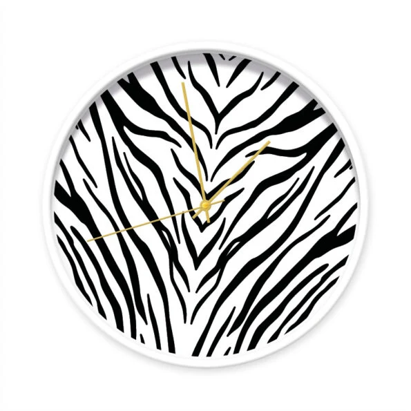 Klok zebra wit/goud 40cm