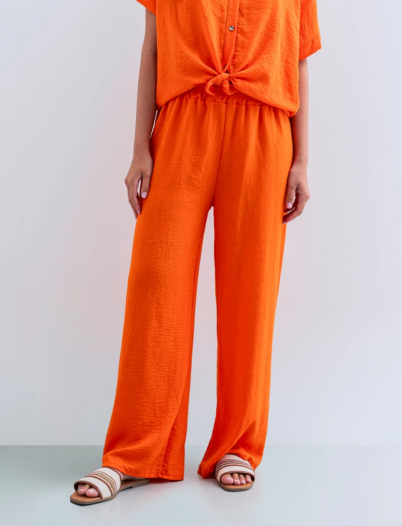 Pantalone palazzo elastico per donna - Arancio