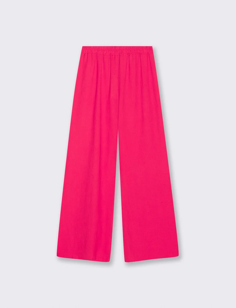 Pantalone palazzo elastico per donna - Fuxia