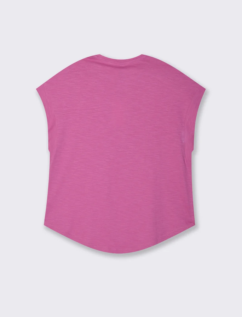 T-SHIRT CON MANICA AD ALETTA - Fuxia azalea