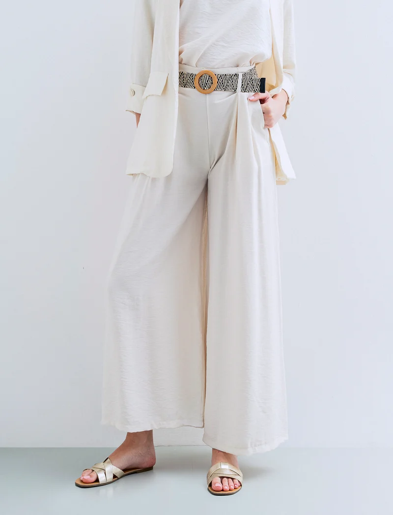 Pantalone a palazzo con cintura - Sabbia