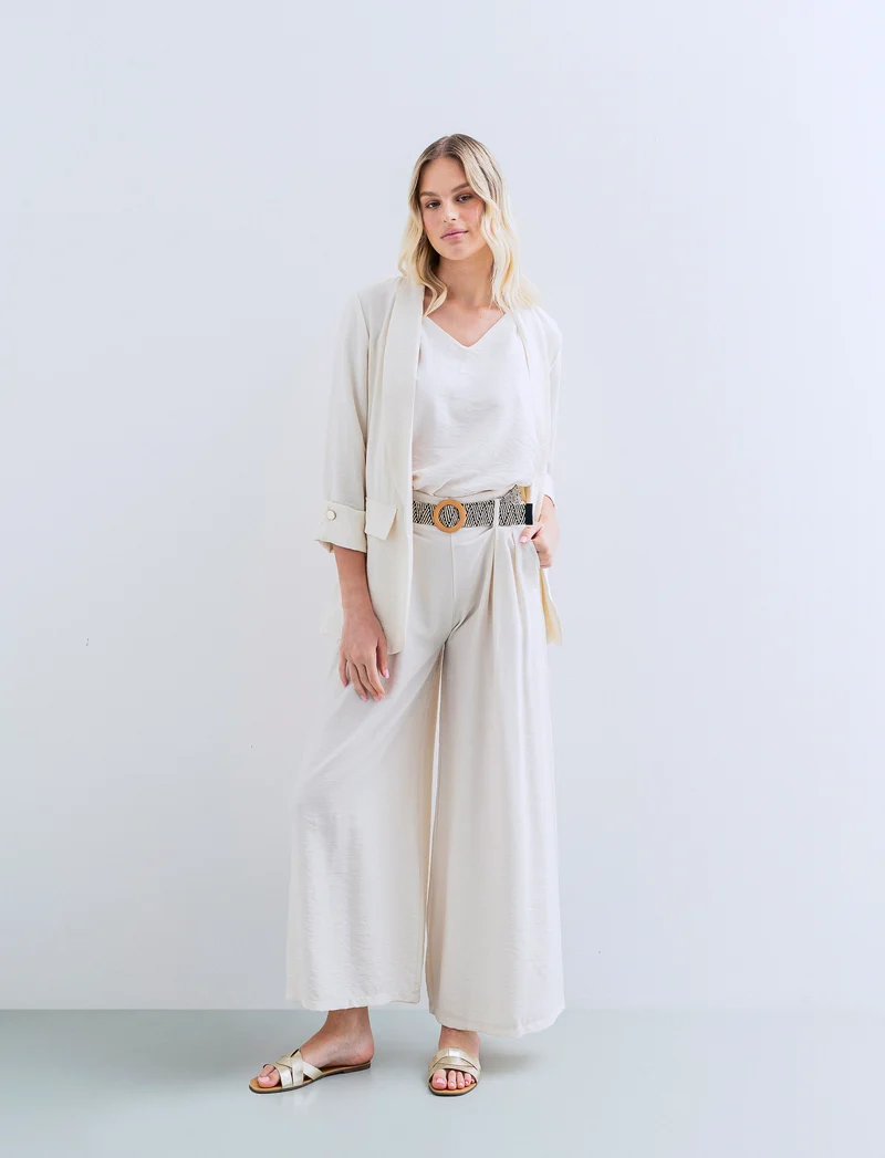 Pantalone a palazzo con cintura - Sabbia