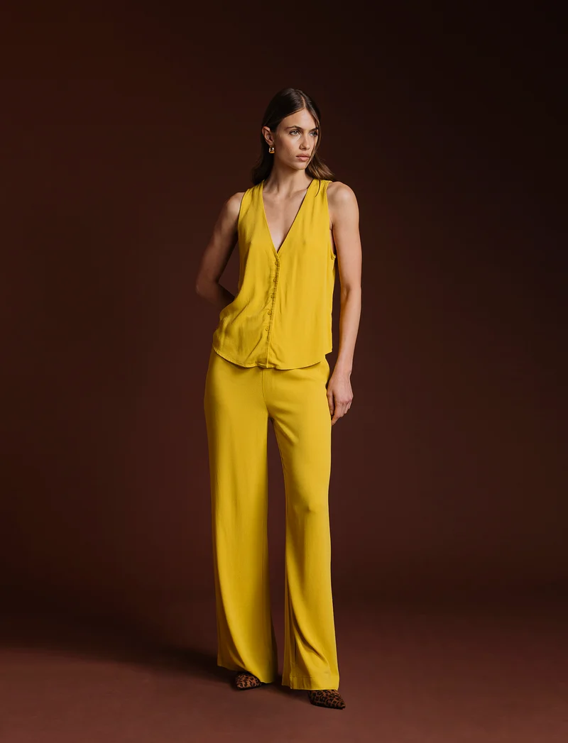 PANTALONE PALAZZO - Mostarda