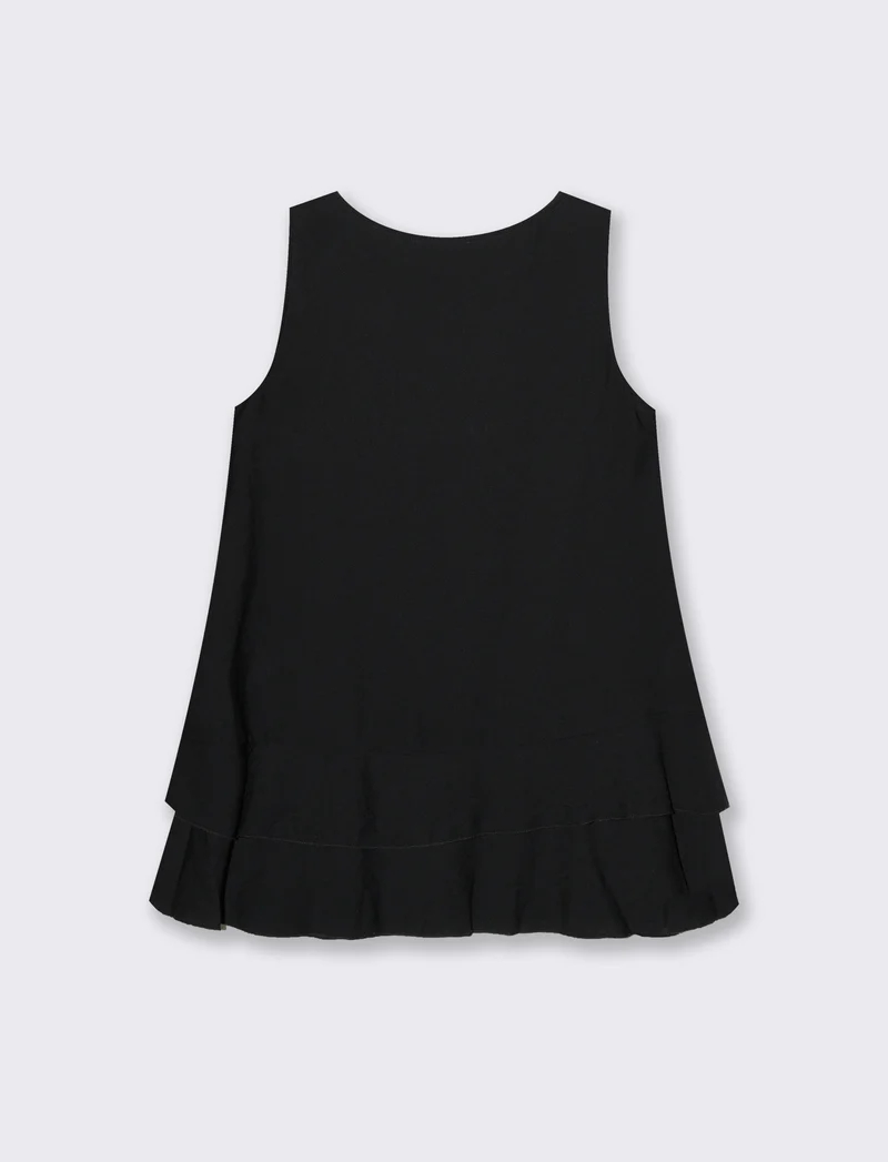 Top con balza e collana - Nero