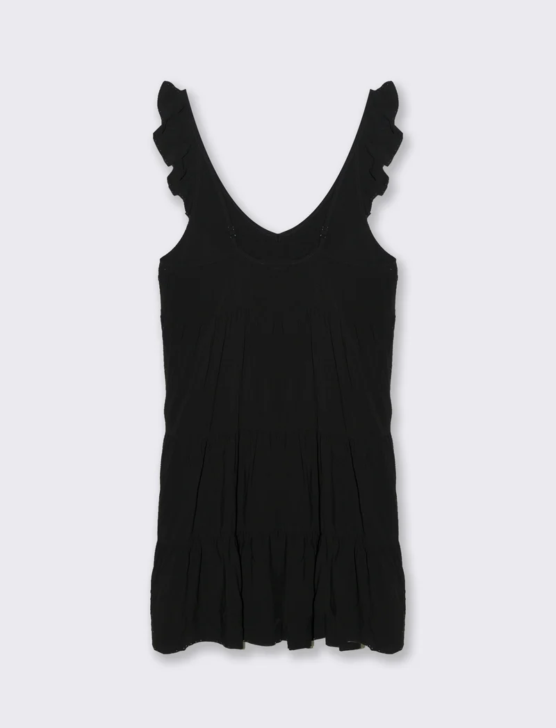 Vestito corto con rouches da donna - Nero