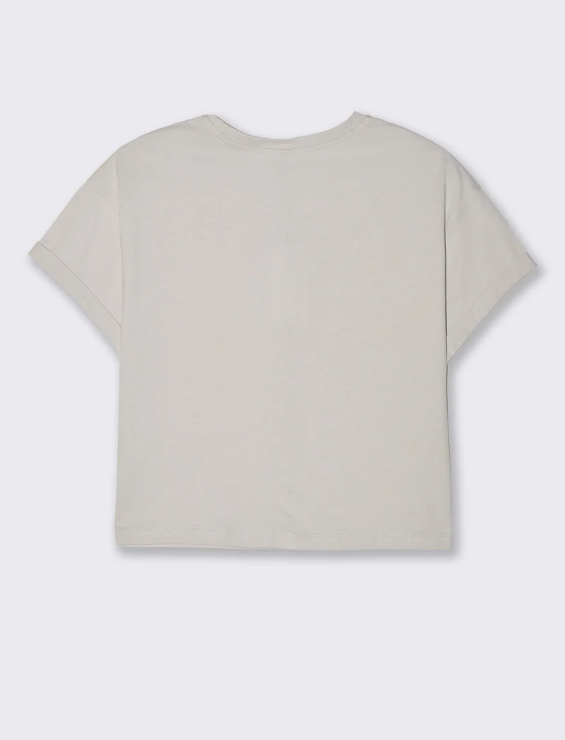T-SHIRT CON RISVOLTO - Bianco gesso