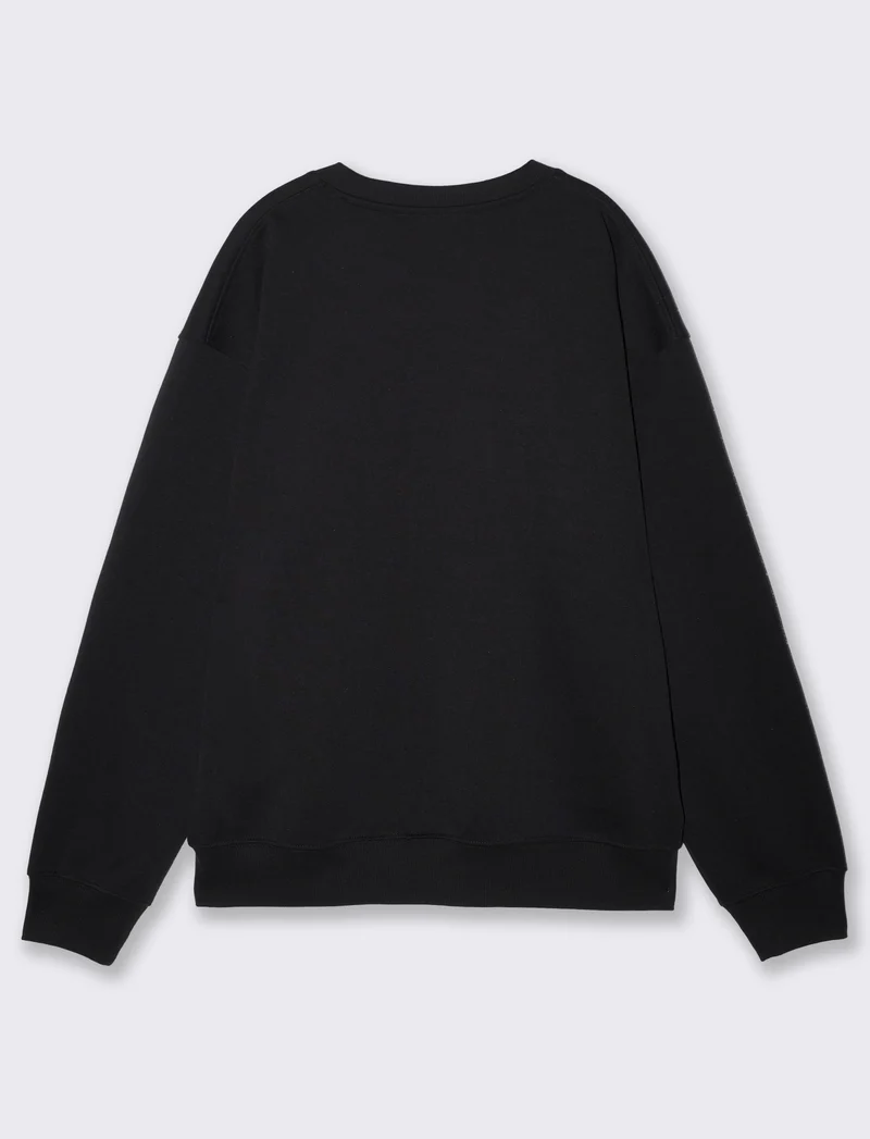 Felpa girocollo interlock relaxed fit - Nero