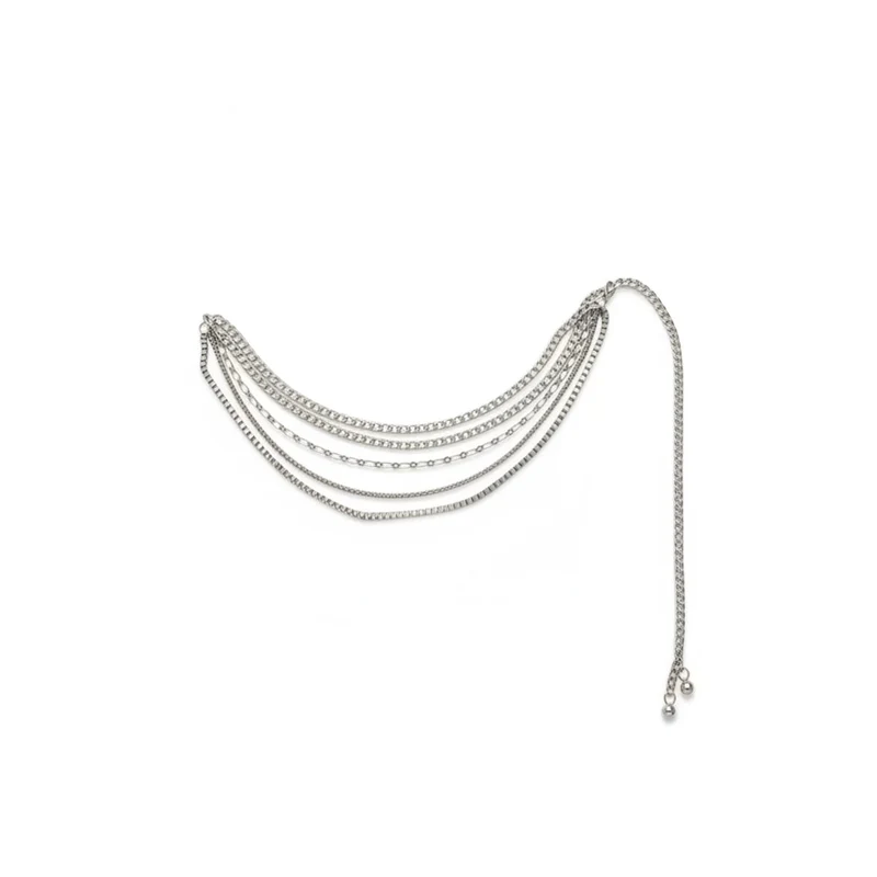 Cintura in metallo con multi catene - Argento