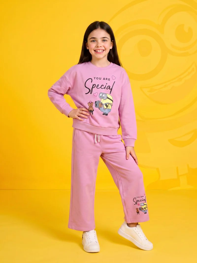 Felpa manica lunga Minions con stampa - Rosa