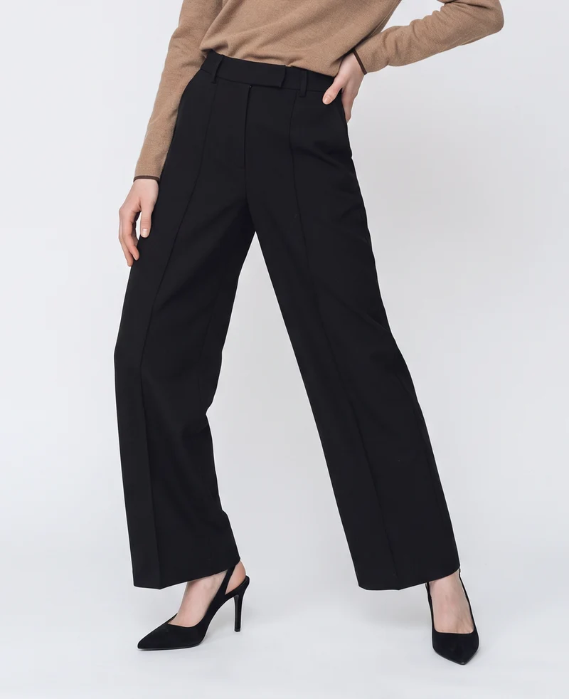 Pantalone wide leg high waist classico - Nero