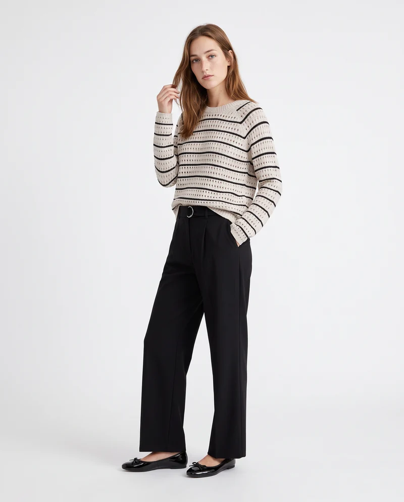 Pullover in ciniglia girocollo crop - var 1