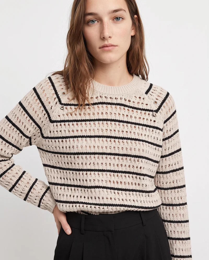 Pullover in ciniglia girocollo crop - var 1