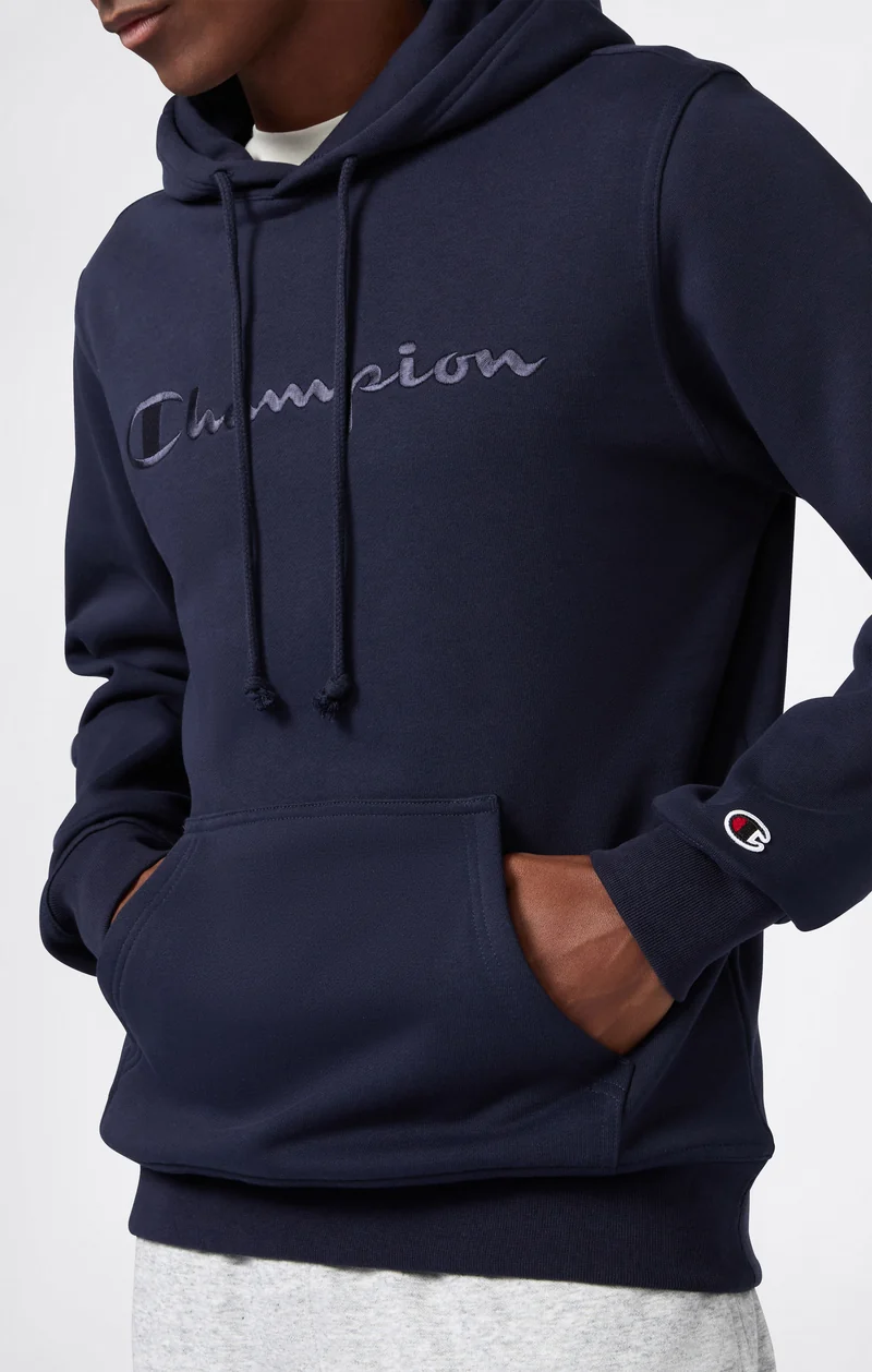 Men’s Fleece Hoodie with Big Embroidered Logo Icons