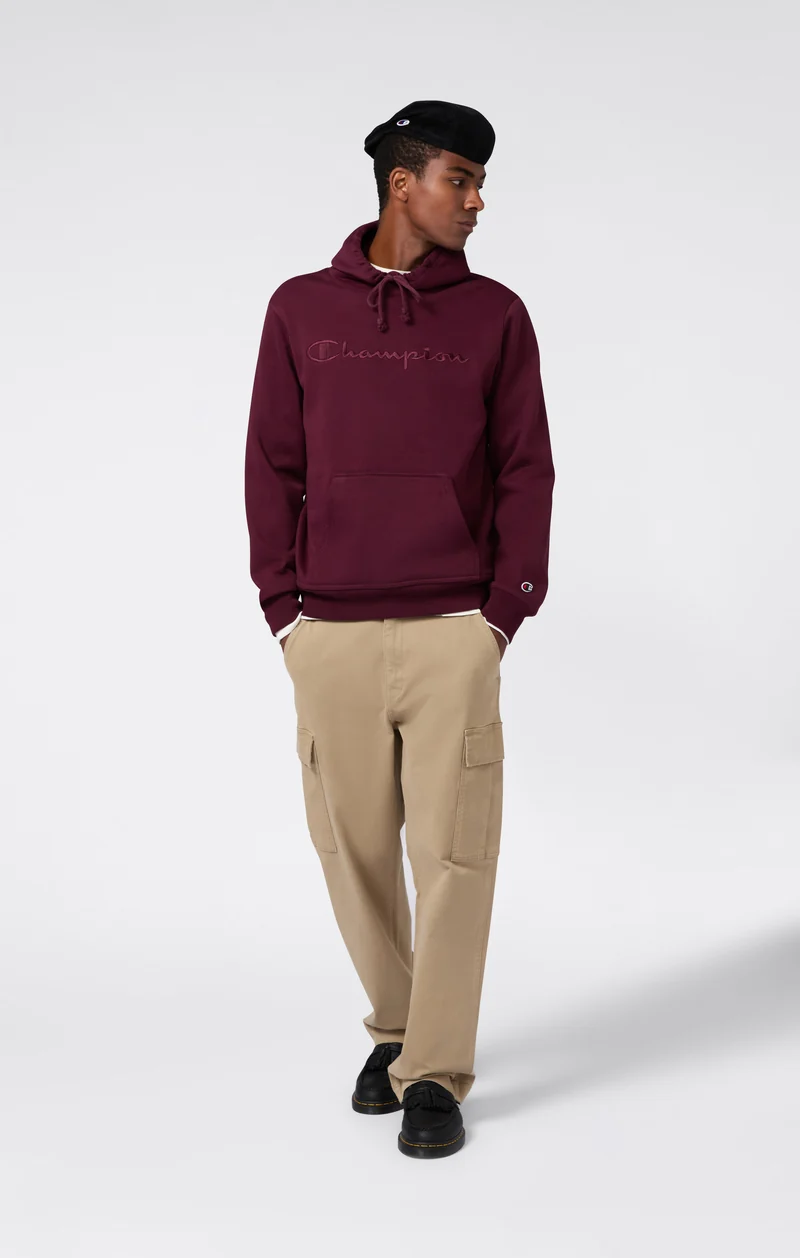 Men’s Fleece Hoodie with Big Embroidered Logo Icons