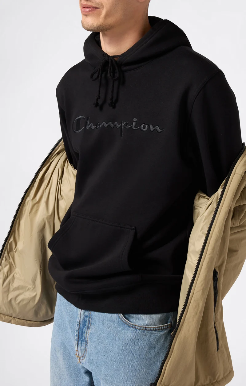Men’s Fleece Hoodie with Big Embroidered Logo Icons