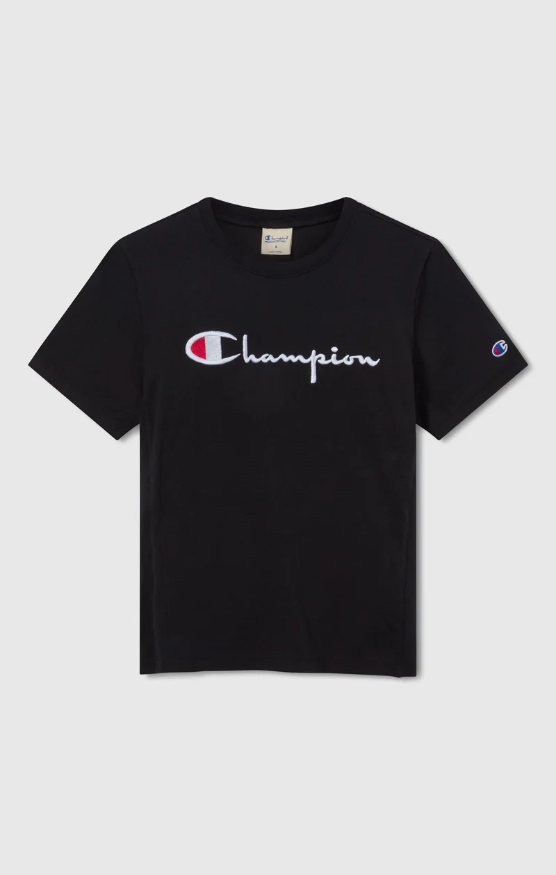Women’s Reverse Weave Crewneck T-Shirt with Embroidered Logo