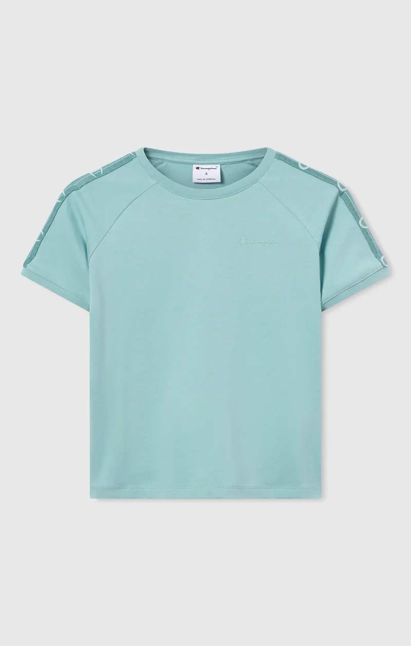 Women’s Crewneck Stretch Jersey T-Shirt with Logo Tape