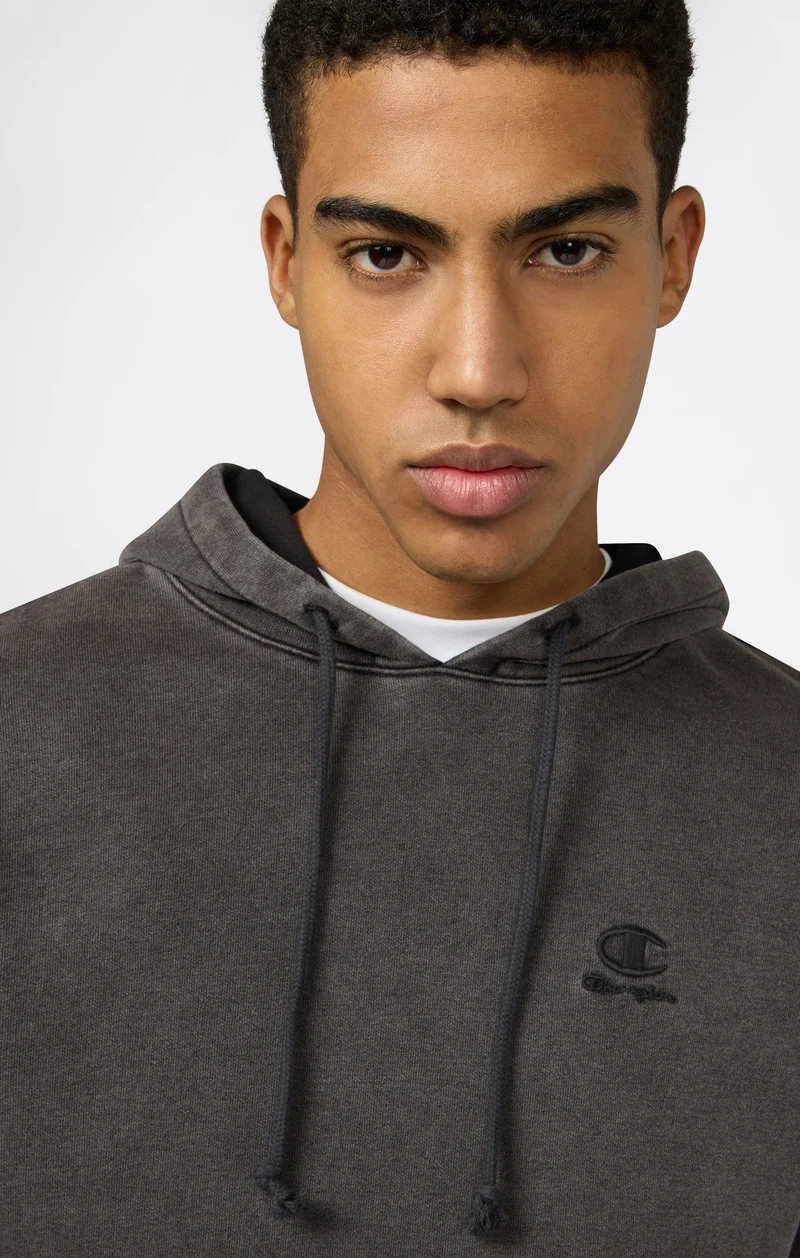 Men’s Hooded Sweatshirt with Embroidered Logo and Washed Effect Icons