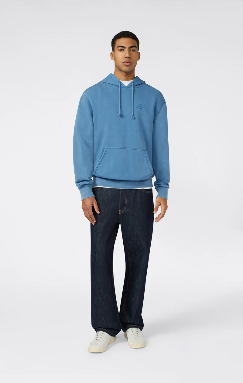 Men’s Hooded Sweatshirt with Embroidered Logo and Washed Effect Icons