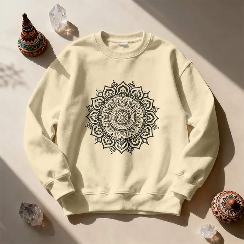 Olivenorma Zen Mandala Heilige Geometrie Yoga Sweatshirt