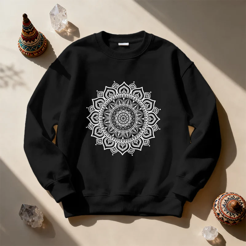 Olivenorma Zen Mandala Heilige Geometrie Yoga Sweatshirt