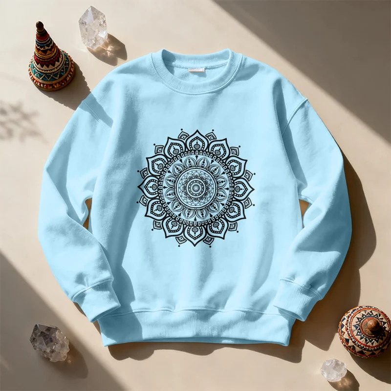 Olivenorma Zen Mandala Heilige Geometrie Yoga Sweatshirt