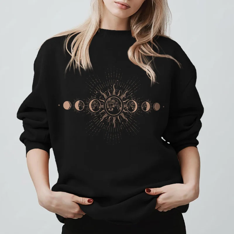 Olivenorma Boho-Sweatshirt mit Himmelsmotiven (Mond & Sonne)