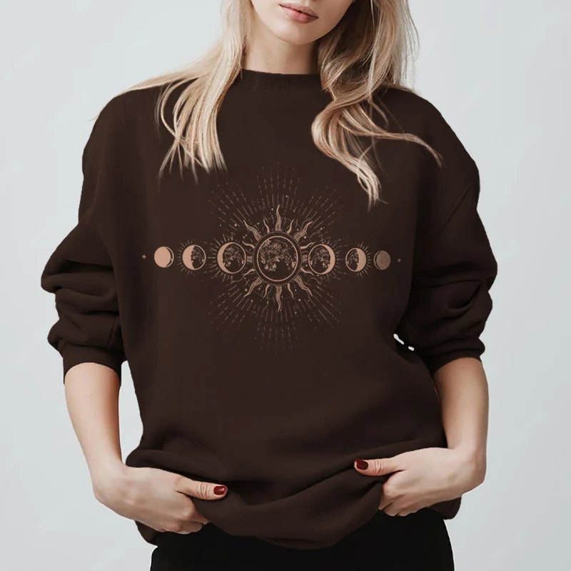Olivenorma Boho-Sweatshirt mit Himmelsmotiven (Mond & Sonne)