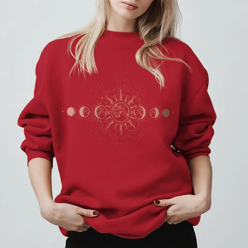 Olivenorma Boho-Sweatshirt mit Himmelsmotiven (Mond & Sonne)