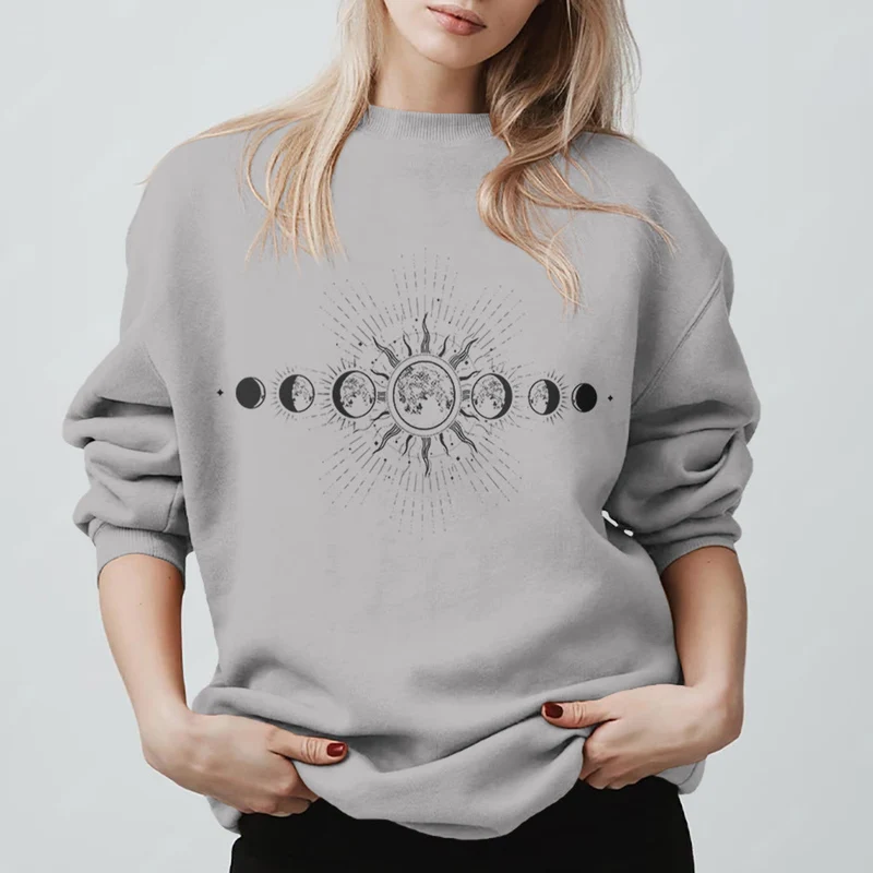 Olivenorma Boho-Sweatshirt mit Himmelsmotiven (Mond & Sonne)
