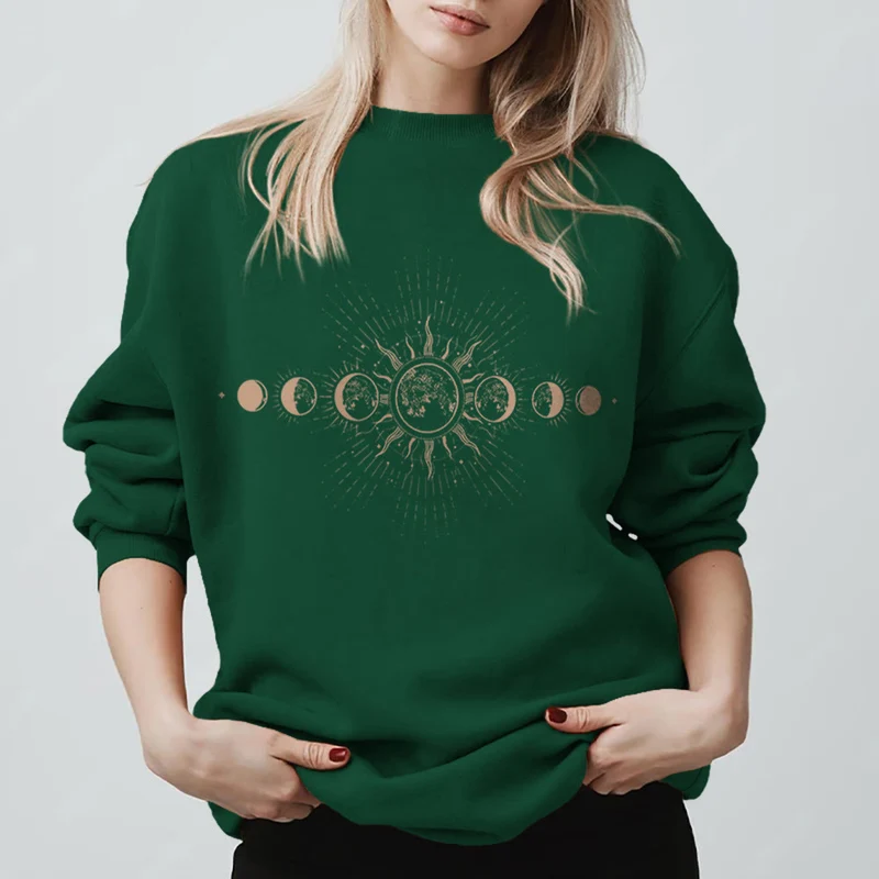 Olivenorma Boho-Sweatshirt mit Himmelsmotiven (Mond & Sonne)