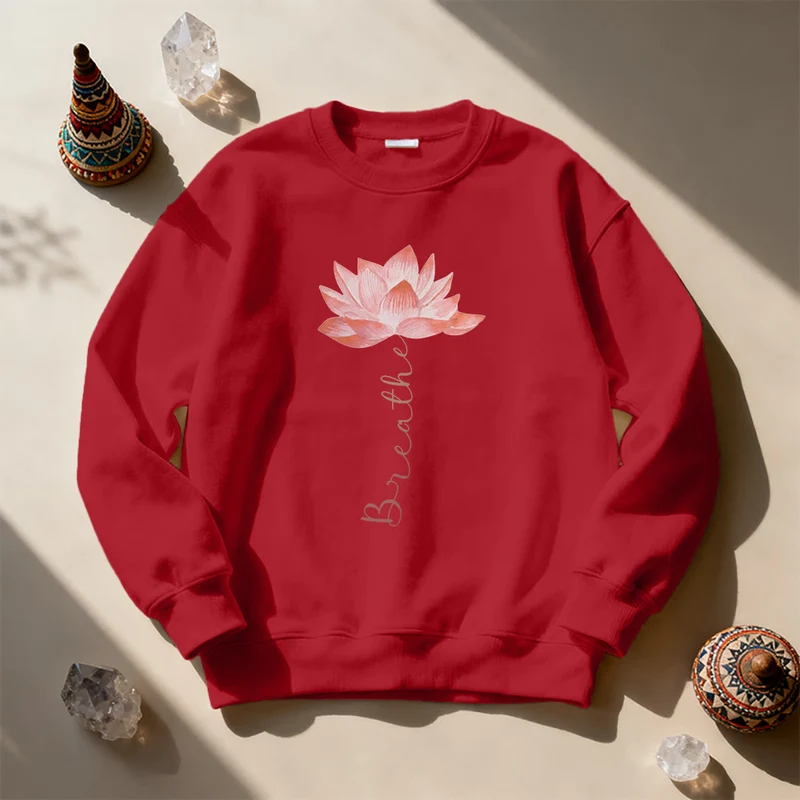 Olivenorma Red Lotus Yoga Meditation Sweatshirt