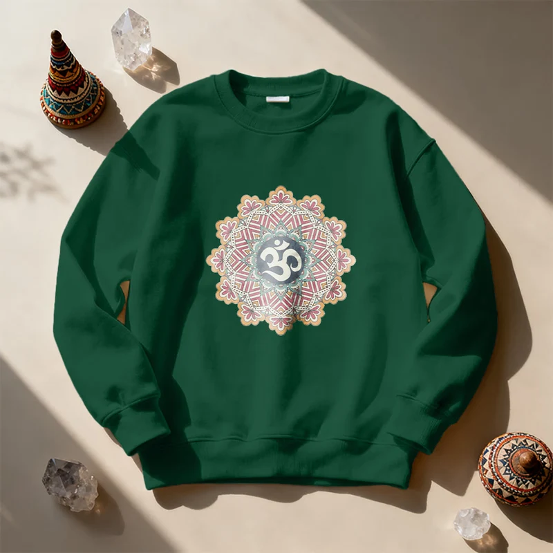 Olivenorma Om Mandala Heilige Geometrie Yoga Meditation Achtsamkeit Sweatshirt