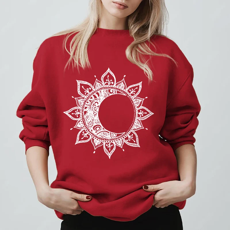Olivenorma Mandala Sonne und Mond Boho Meditation Spirituelles Sweatshirt