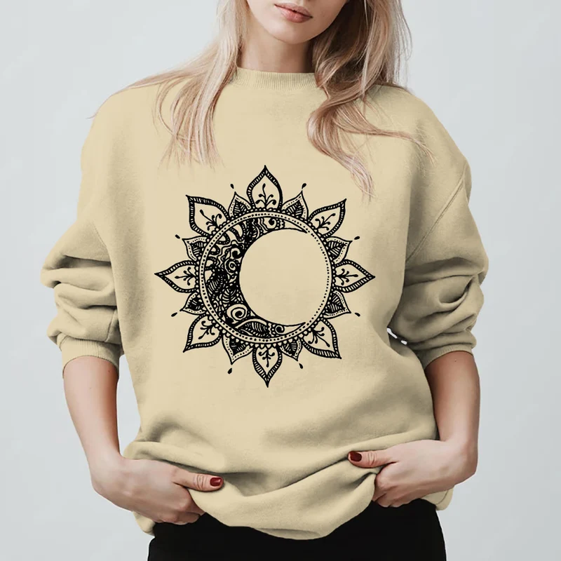 Olivenorma Mandala Sonne und Mond Boho Meditation Spirituelles Sweatshirt